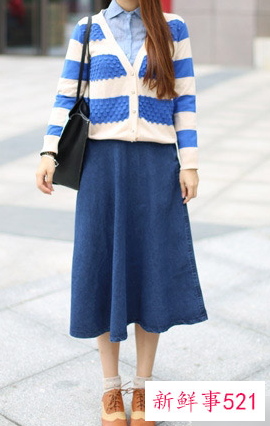 针织衫搭配长裙显瘦不臃肿