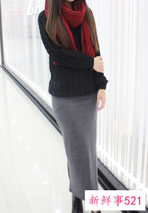 针织衫搭配长裙显瘦不臃肿