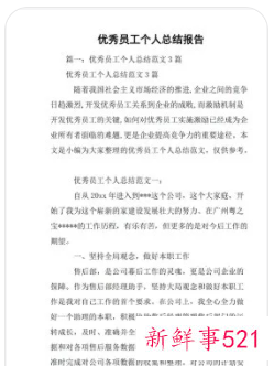 优秀员工个人总结300字