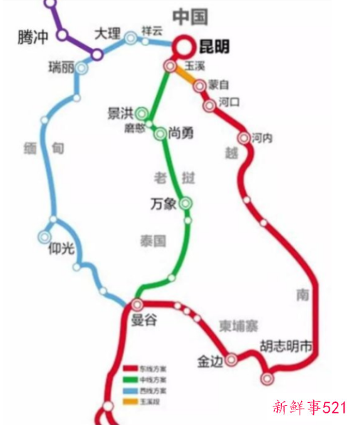 中老铁路路图沿线站点