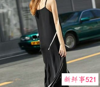 黑色晚装吊带修身连衣长裙