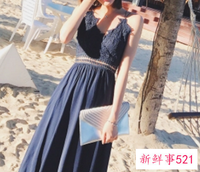 黑色晚装吊带修身连衣长裙