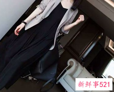 黑色晚装吊带修身连衣长裙