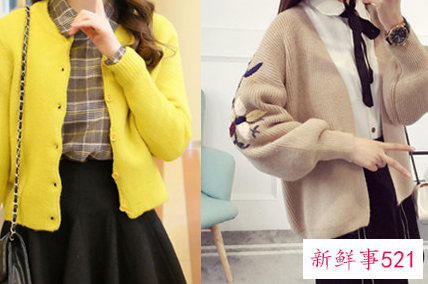 女士短款开衫毛衣搭配