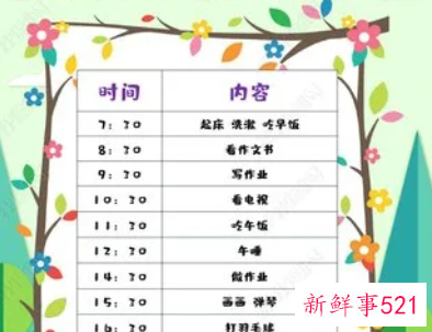 时间作息表手抄报