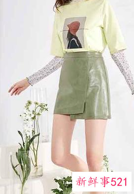 绿色皮裙怎么搭配图片