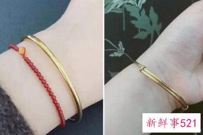黄金手镯叠戴图片搭配