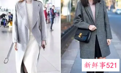 灰色大衣搭配粉色毛衣好看不