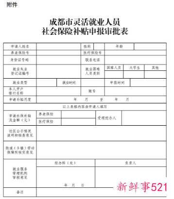 成都灵活就业人员怎么申请社保补贴