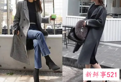 灰色大衣搭配粉色毛衣好看不