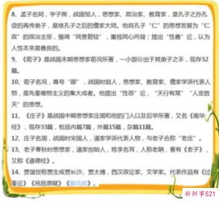 语文高考文学常识，高中文学常识