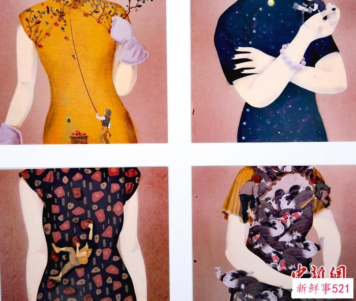 图为国际插画艺术作品展。　陈文 摄