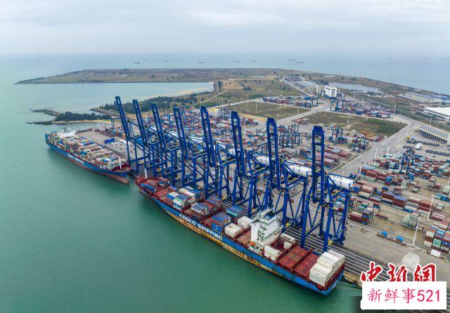 图为航拍海南洋浦国际集装箱码头。　骆云飞 摄