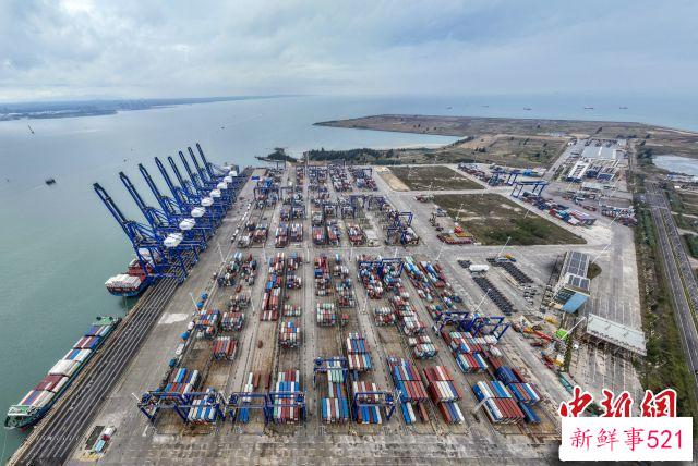 图为航拍海南洋浦国际集装箱码头。　骆云飞 摄