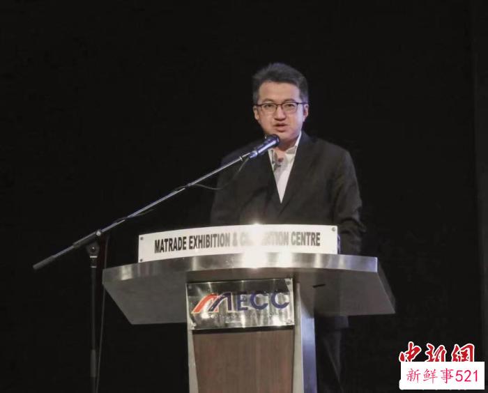 图为刘镇东致辞。　东博会秘书处供图