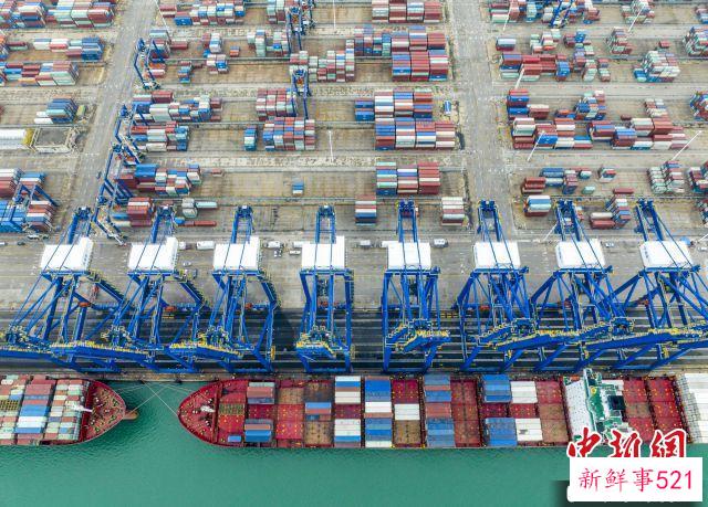 图为航拍海南洋浦国际集装箱码头。　骆云飞 摄