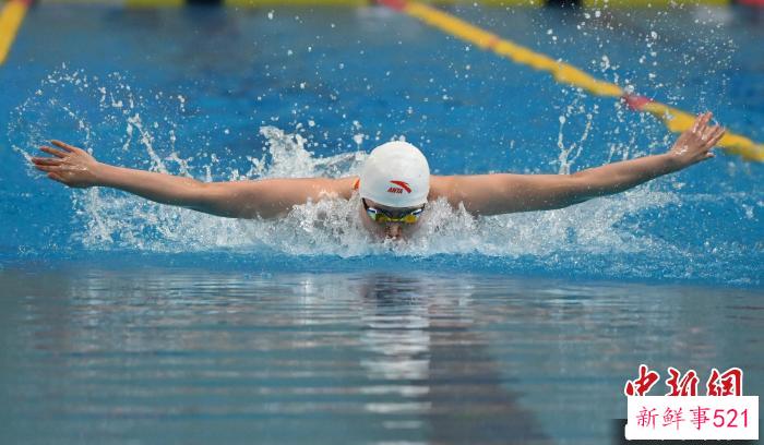 张雨霏在女子50米蝶泳预赛中 记者 王刚 摄