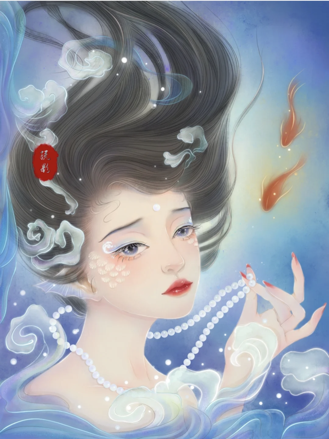 插画｜温柔恬静的古风美人，不辞千里山川远，萤火温酒共夜白