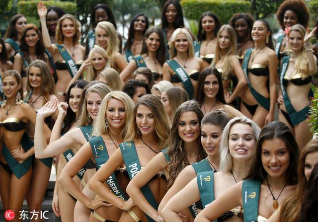 菲律宾“地球小姐”参赛佳丽集体亮相 美女如云眼花缭乱
