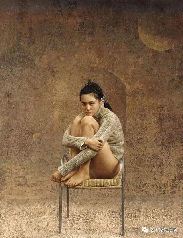 李晓刚用坦培拉油画混合画法画出的人体画，真是惊艳