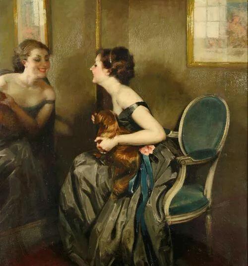 优雅美妇——比利时画家沃特莱特人物油画女性肖像作品欣赏