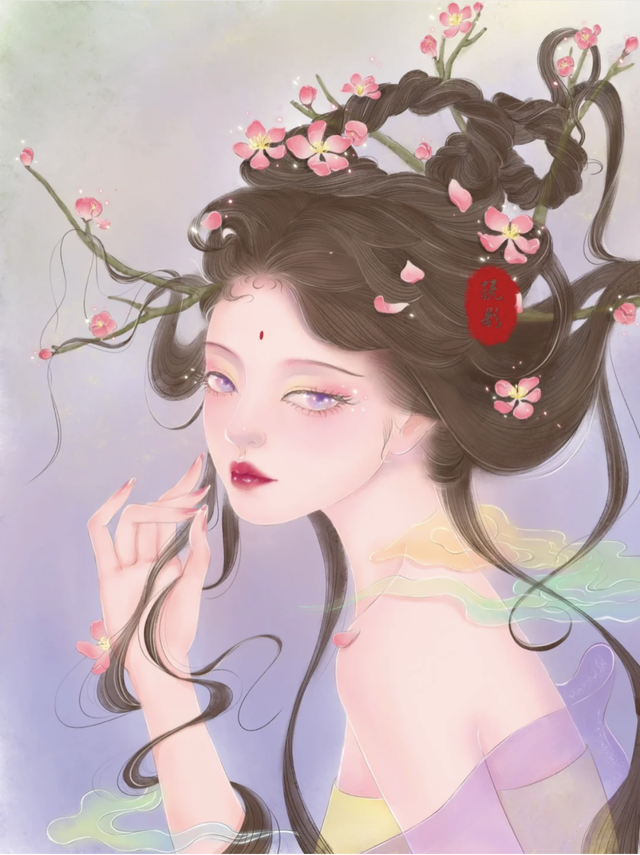 插画｜温柔恬静的古风美人，不辞千里山川远，萤火温酒共夜白