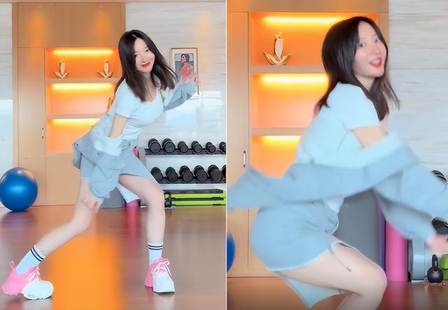 41岁柳岩健身房热舞！超短裙大秀火辣身材，一双白皙大长腿太抢眼