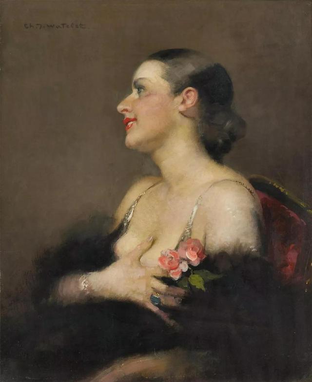 优雅美妇——比利时画家沃特莱特人物油画女性肖像作品欣赏