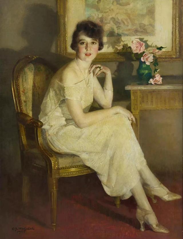 优雅美妇——比利时画家沃特莱特人物油画女性肖像作品欣赏