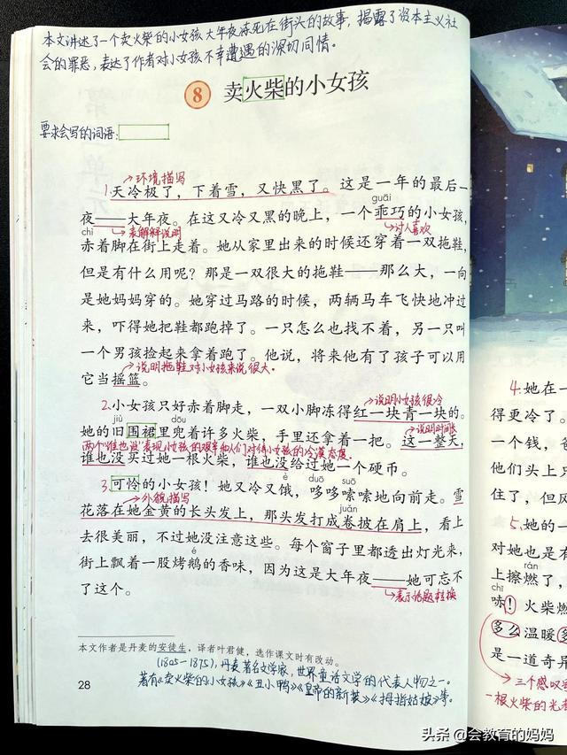 小学语文三年级上册第8课《卖火柴的小女孩》超详细教师笔记