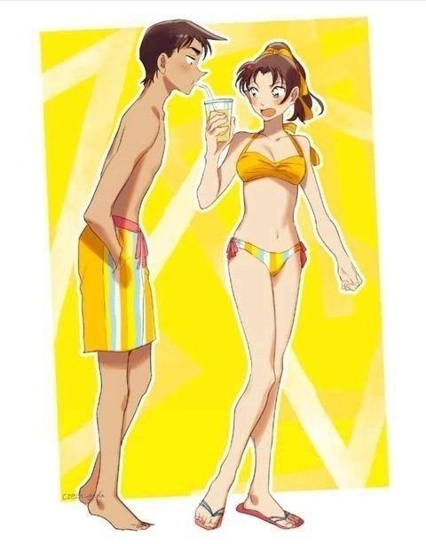 九月动漫头像:动漫cp泳装照,最后一张有彩蛋哦