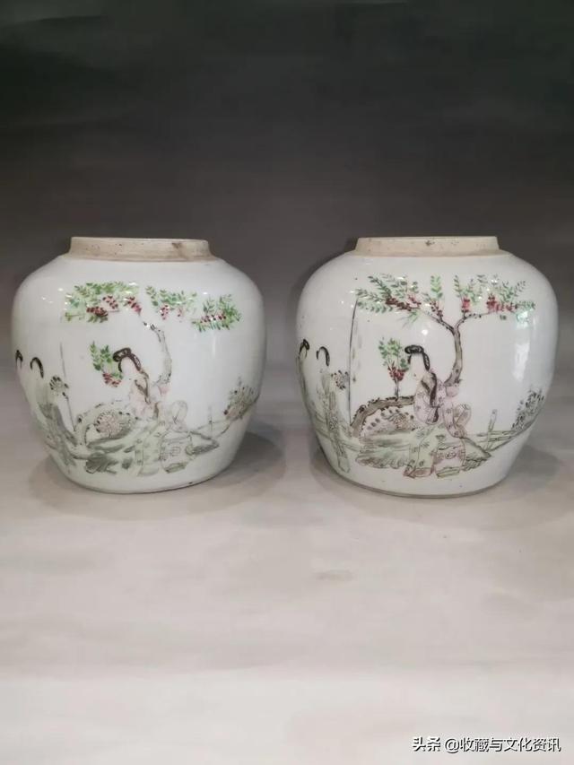 清晚期民国粉彩桃花美人罐鉴赏