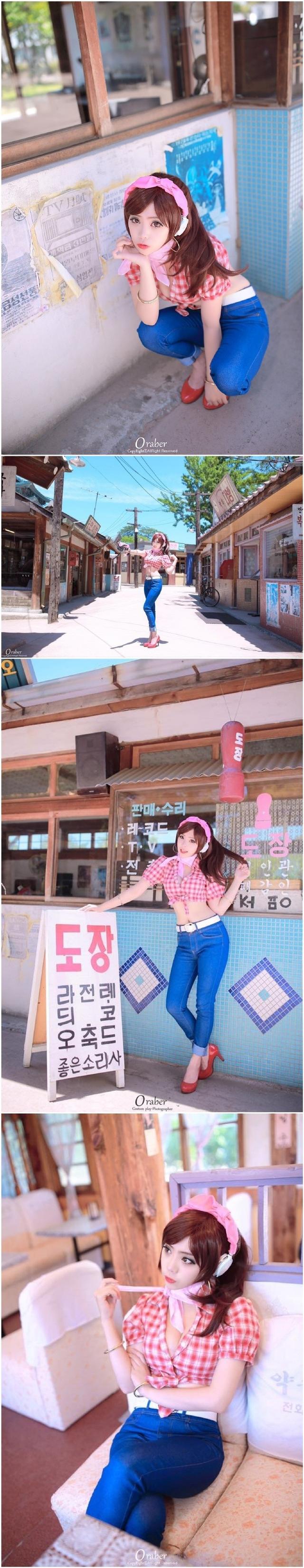 韩国美女Cos《守望先锋》D.Va 酥胸蛮腰好诱人