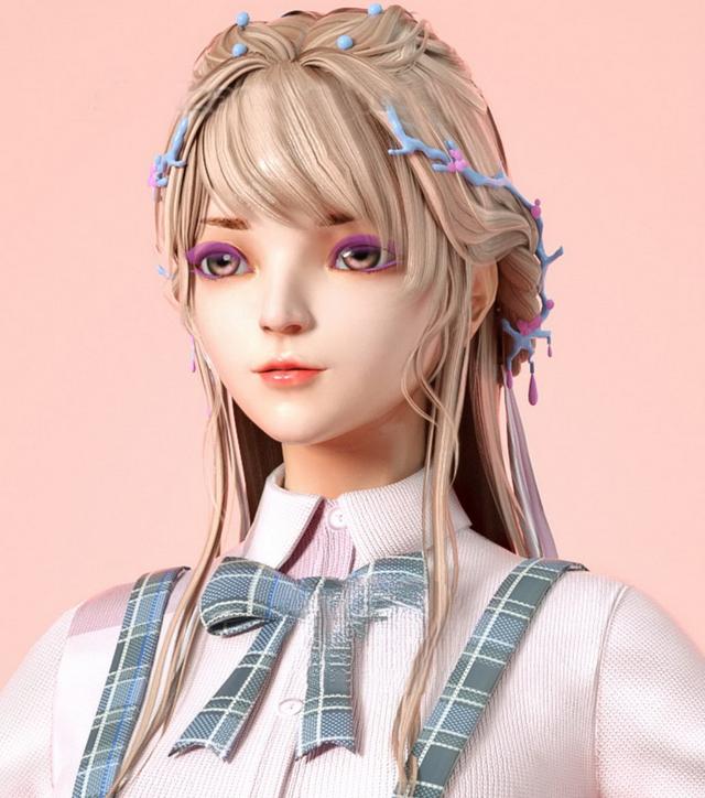 「3D模型」 三维次世代角色女孩学生动漫JK美女人物模型素材