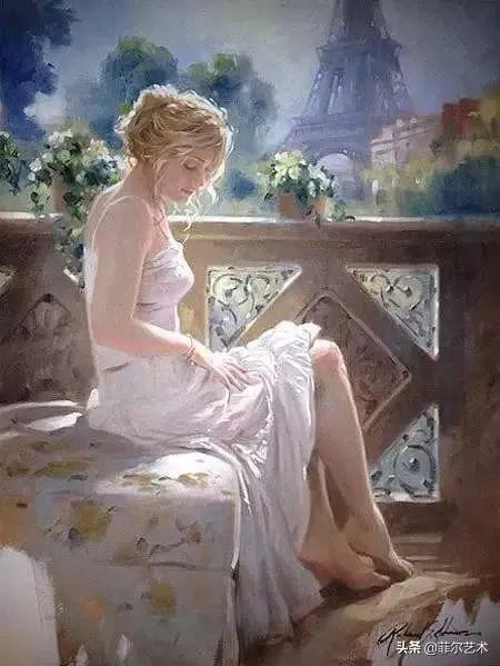 阳光般的美感，美国人体油画中那些青春靓丽的女子