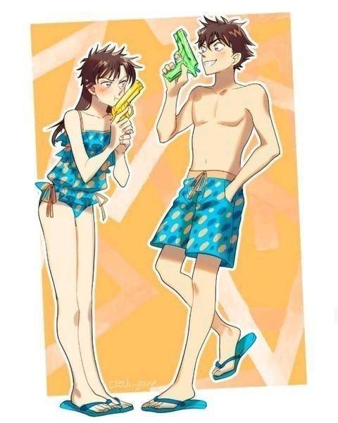 九月动漫头像:动漫cp泳装照,最后一张有彩蛋哦