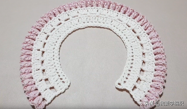 钩给孩子的小领片,妈妈也一样可以戴,钩针编织少女系假领片教程