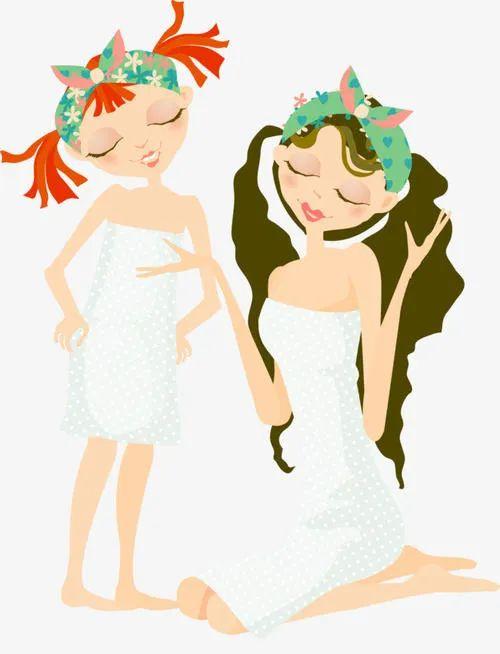 嘢!宫女小姐姐真来帮洗澡了,但会不会被母后打屁屁啊?