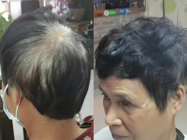 老人白发多发量少，试试这款冷烫小卷发型，不伤发好打理又显发量