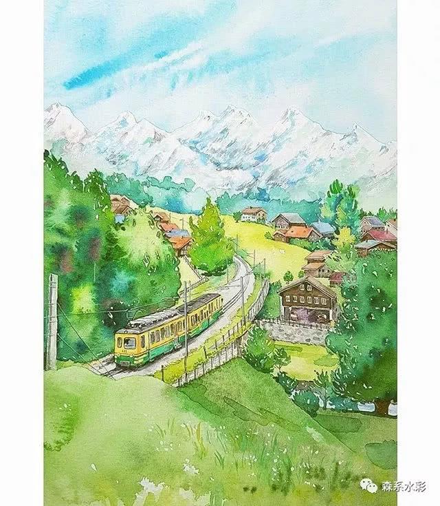 「森林系女孩」小清新水彩插画，带你走进自然的生活