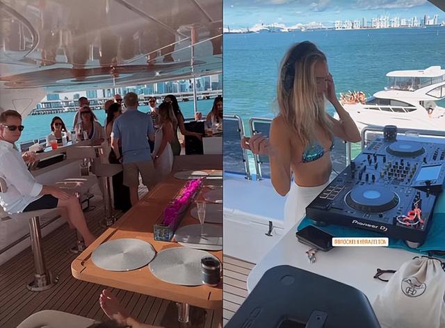 74岁英国富豪开游艇派对，美女云集，小32岁爱妻身姿曼妙还逆生长