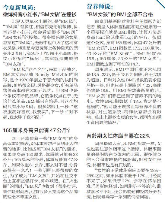 身高165厘米体重只能47公斤？BM女孩追求极致瘦，营养师直摇头