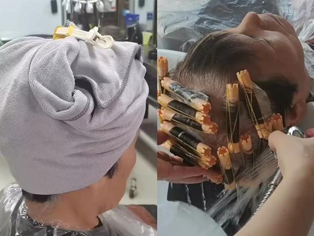 老人白发多发量少，试试这款冷烫小卷发型，不伤发好打理又显发量