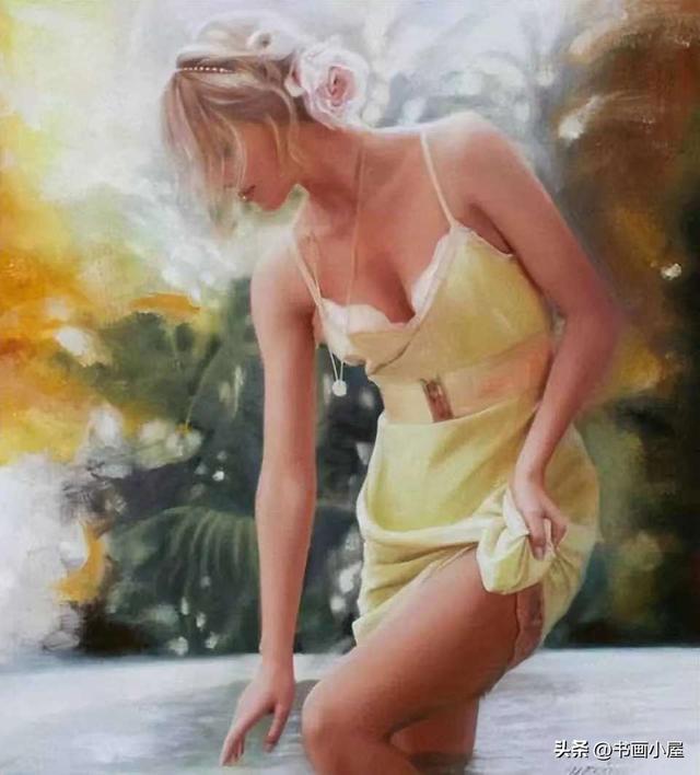 人体艺术油画,婀娜多姿的美女要从画卷中走出来了