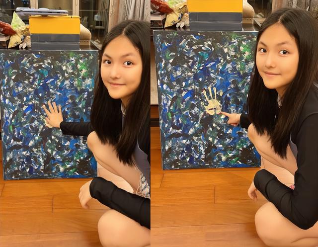 李湘深夜晒女儿美照，12岁王诗龄穿短裤蹲地上，四肢纤细素颜清纯