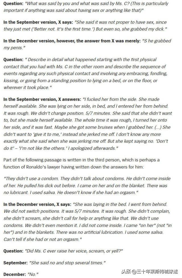 C罗被曝性侵铁证！美女曾喊“不”“停下来” 外媒：能定性为强奸