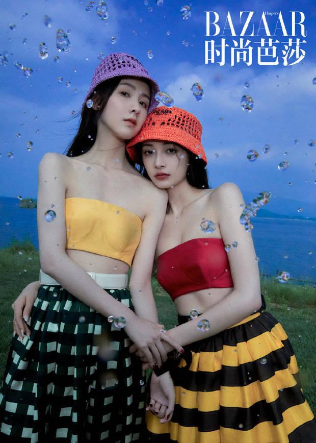 美女同框！陈都灵周洁琼穿抹胸上衣贴贴又纯又欲