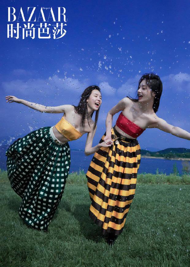 美女同框！陈都灵周洁琼穿抹胸上衣贴贴又纯又欲