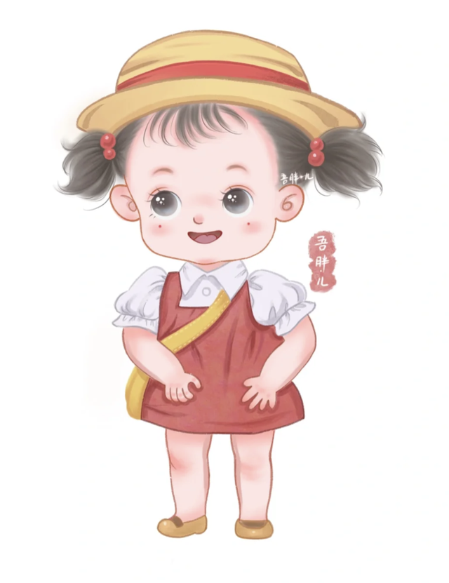 萌萌的Q版小女孩小男孩插画，画面粉粉嫩嫩太可爱啦