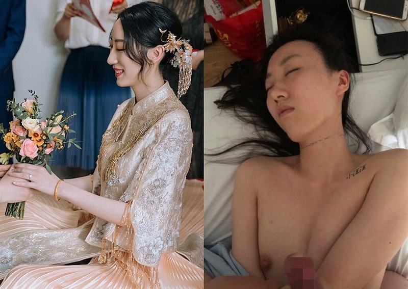 新娘出轨反差 新婚人妻被人调教在网上晒出被同学认出